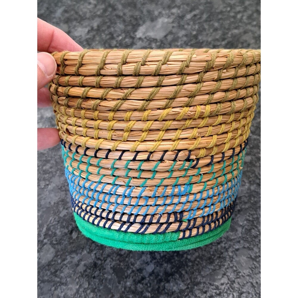 IKEA Riskorn Planter Flower Pot Woven Natural Fiber Plastic Liner